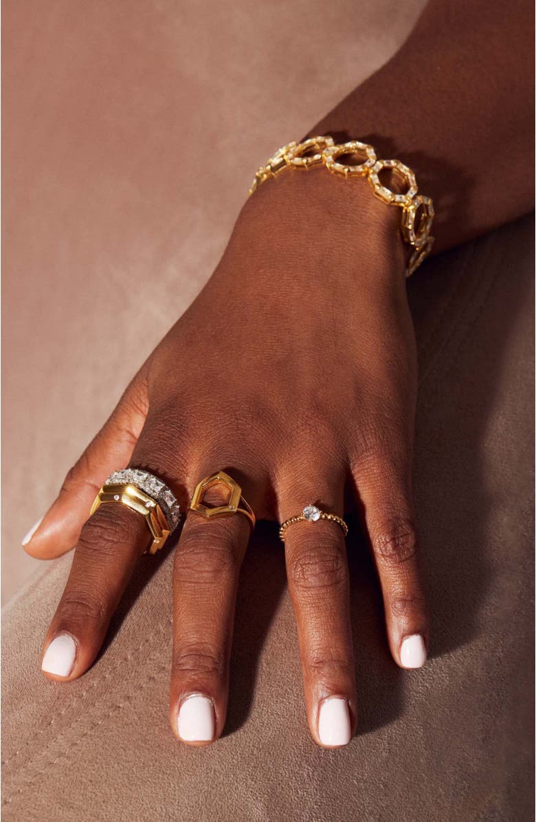 Ora Ana The Danielle Ring, Alternate, color, Gold/White  Cz