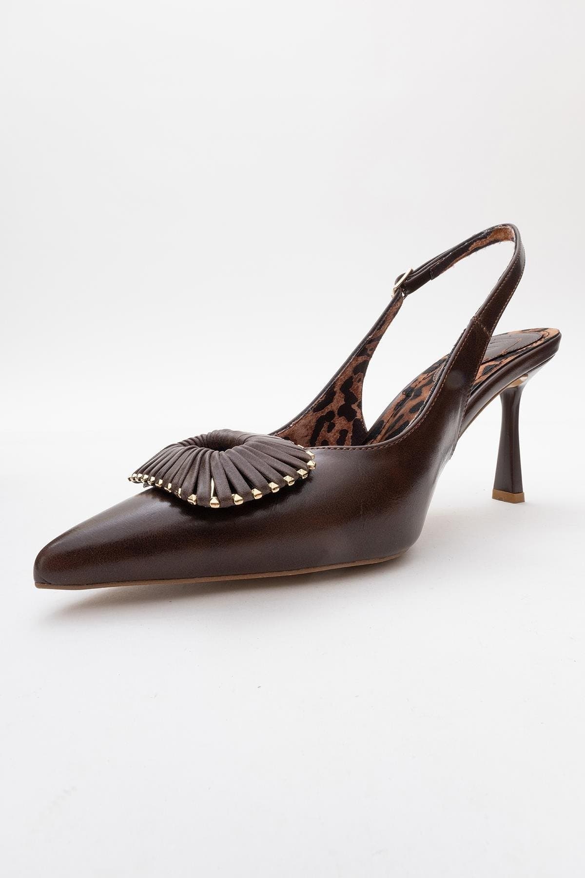 Spera Buckled Pointed Toe Pump, Alternate, color, Brown Pattern