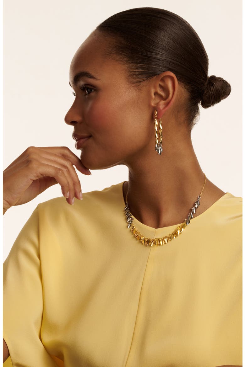 Pemina Petal Fringe Necklace, Alternate, color, GOLD SILVER TONE