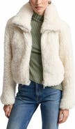 Avec Les Filles Crop Faux Shearling Zip Jacket