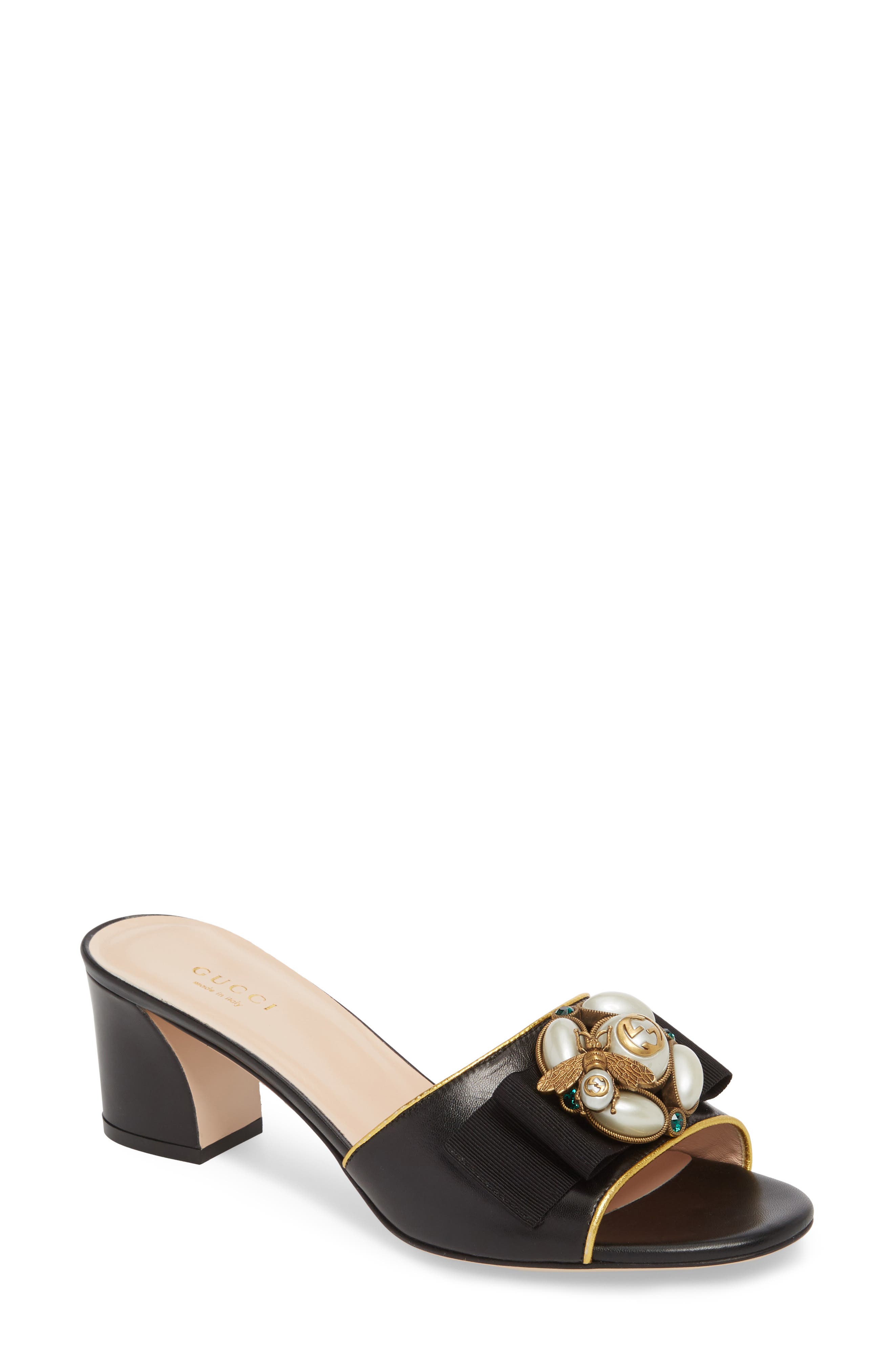 Gucci Bee Embellished Slide Sandal, Main, color, 