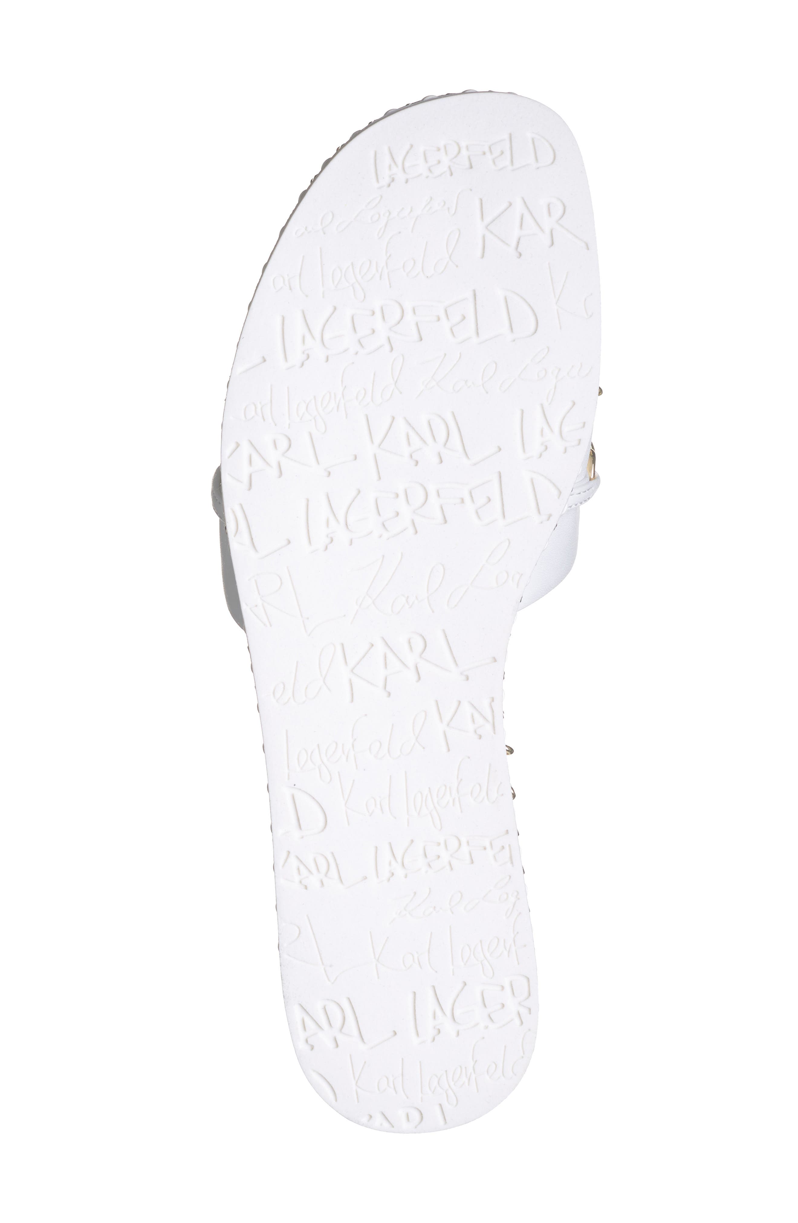 KARL LAGERFELD PARIS Basia Charm Chain Slide Sandal, Alternate, color, White/ Gold