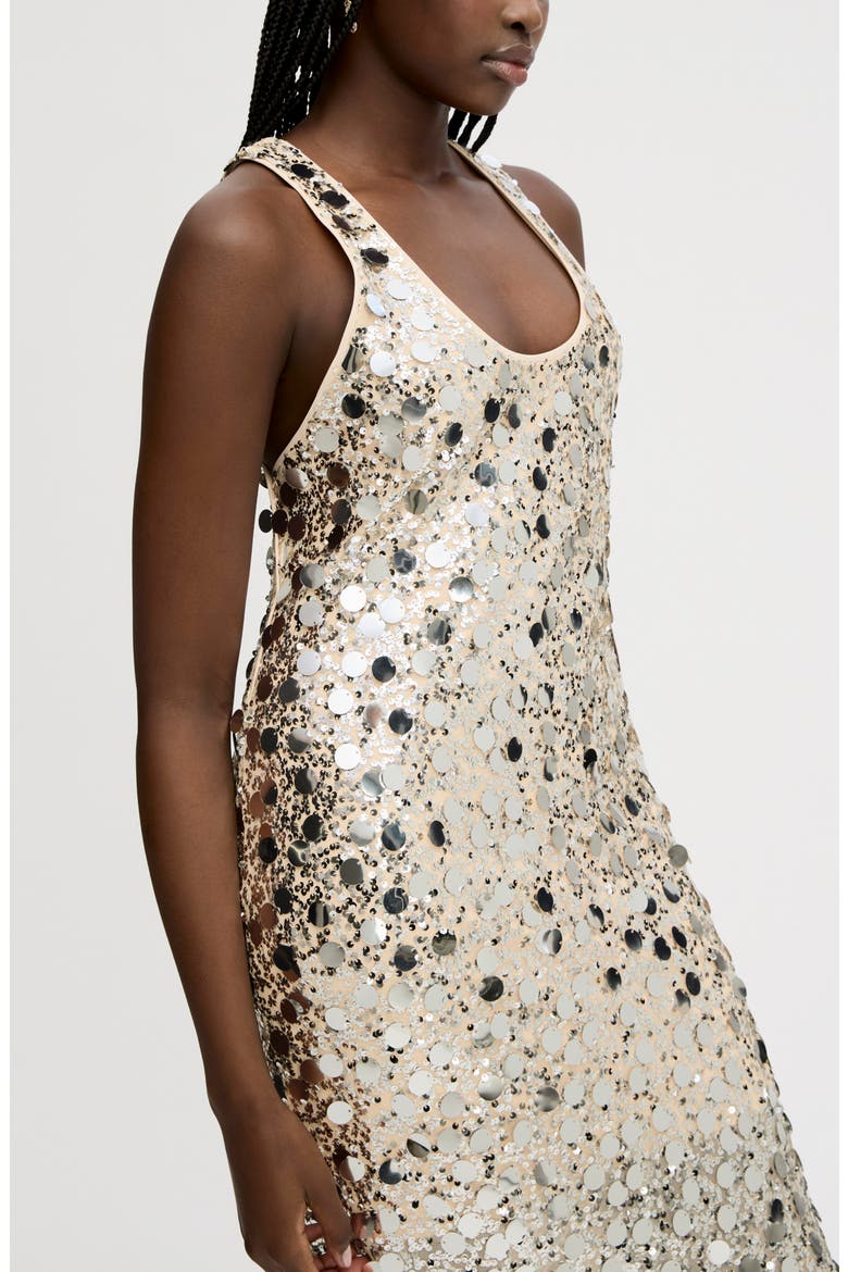 Paillette Sleeveless Maxi Dress, Alternate, color, BLUSH SILVER