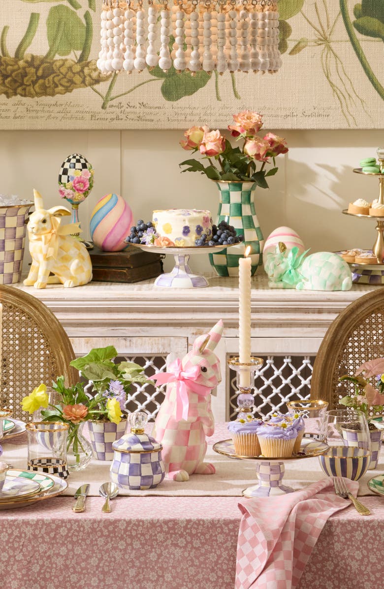 MACKENZIE CHILDS Bubblegum Check Hops Bunny, Alternate, color, Pink