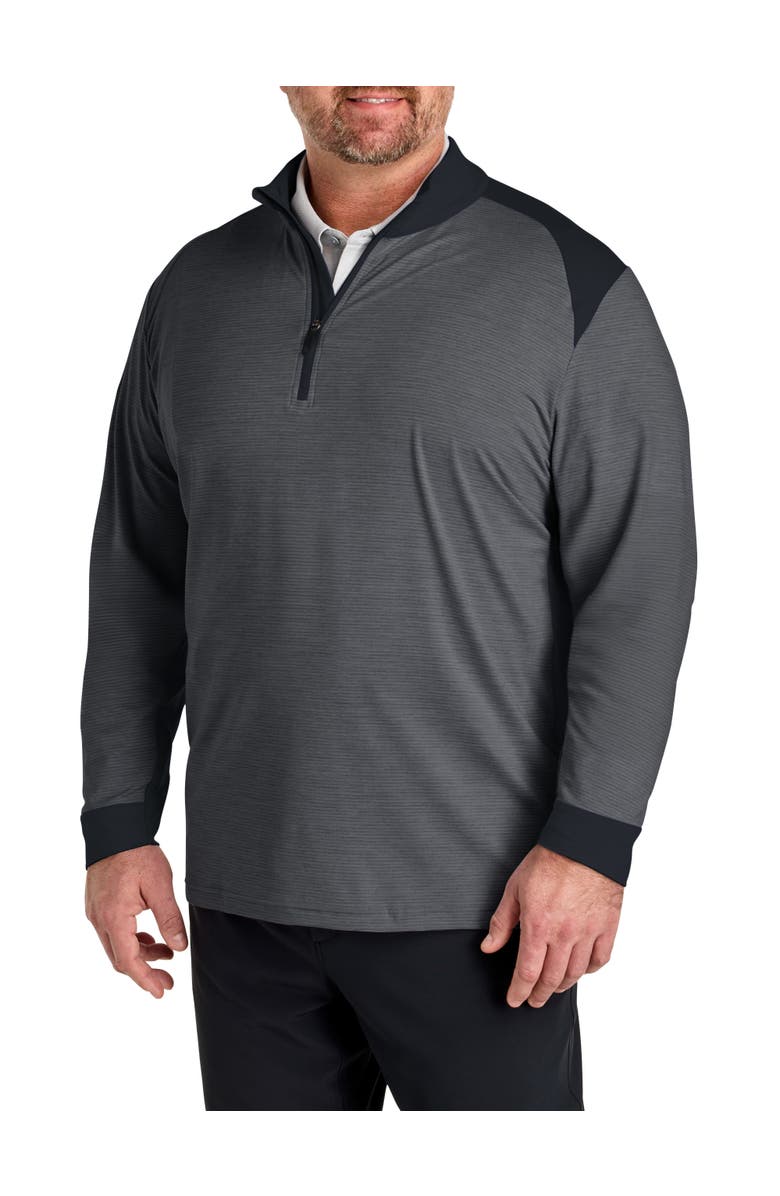 Callaway Big & Tall Soft Touch Colorblocked 1/4-Zip Gold Pullover, Main, color, Black Heather