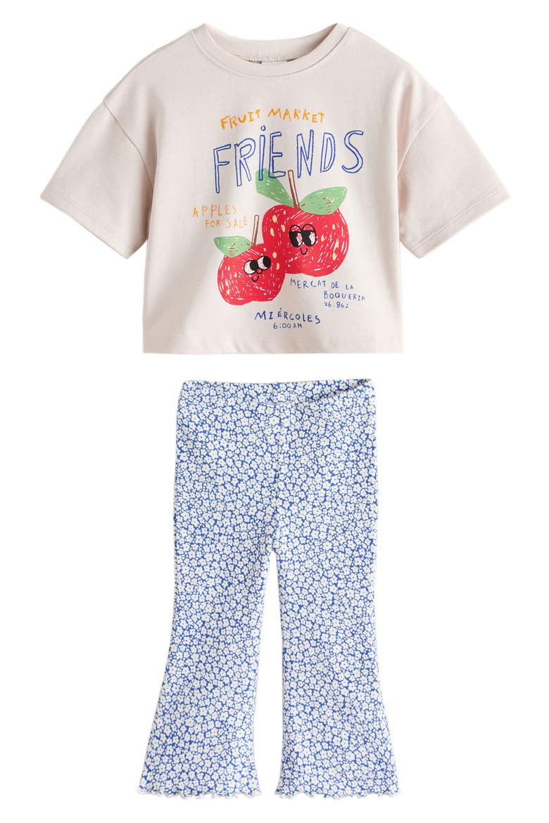 Kids' Graphic T-Shirt & Flare Leggings Set, Main, color, NEUTRAL