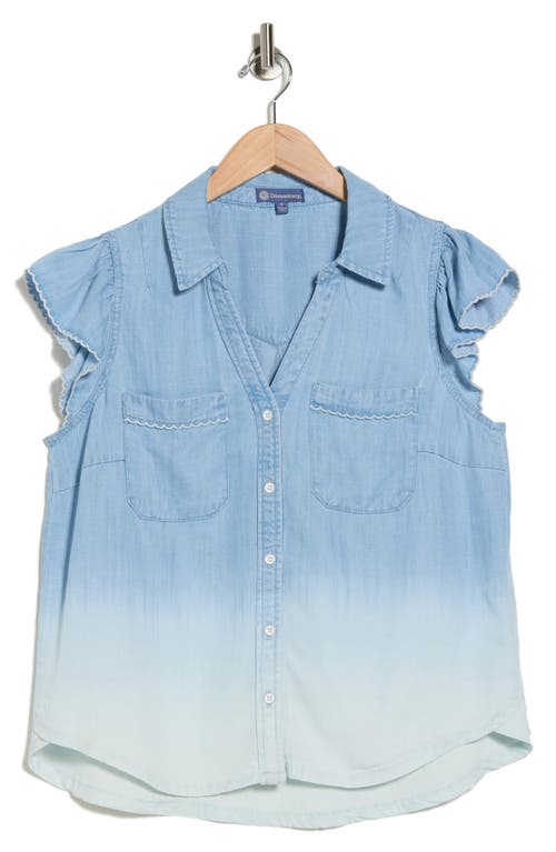 Democracy Cap Sleeve Dip Dye Button-up Shirt In Blue