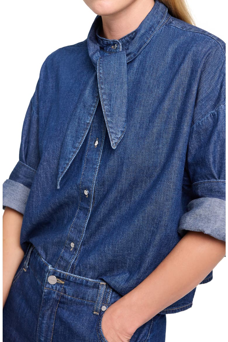 Tie One One Nonstretch Denim Shirt, Alternate, color, DARK STONE