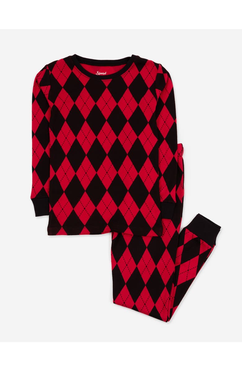 Leveret Two-Piece Cotton Matching Family Holiday Pajamas, Argyles & Holiday Prints, Main, color, Argyle Black & Red