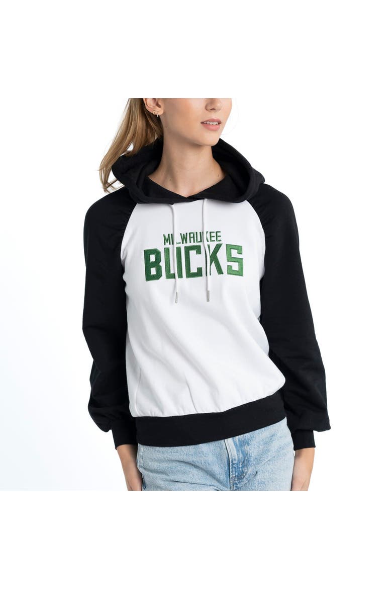 Women's Lusso White Milwaukee Bucks Marlowe Tri-Blend Raglan Pullover Hoodie, Alternate, color, White