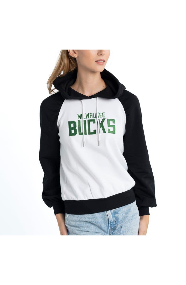 LUSSO Women's Lusso White Milwaukee Bucks Marlowe Tri-Blend Raglan Pullover Hoodie, Alternate, color, 