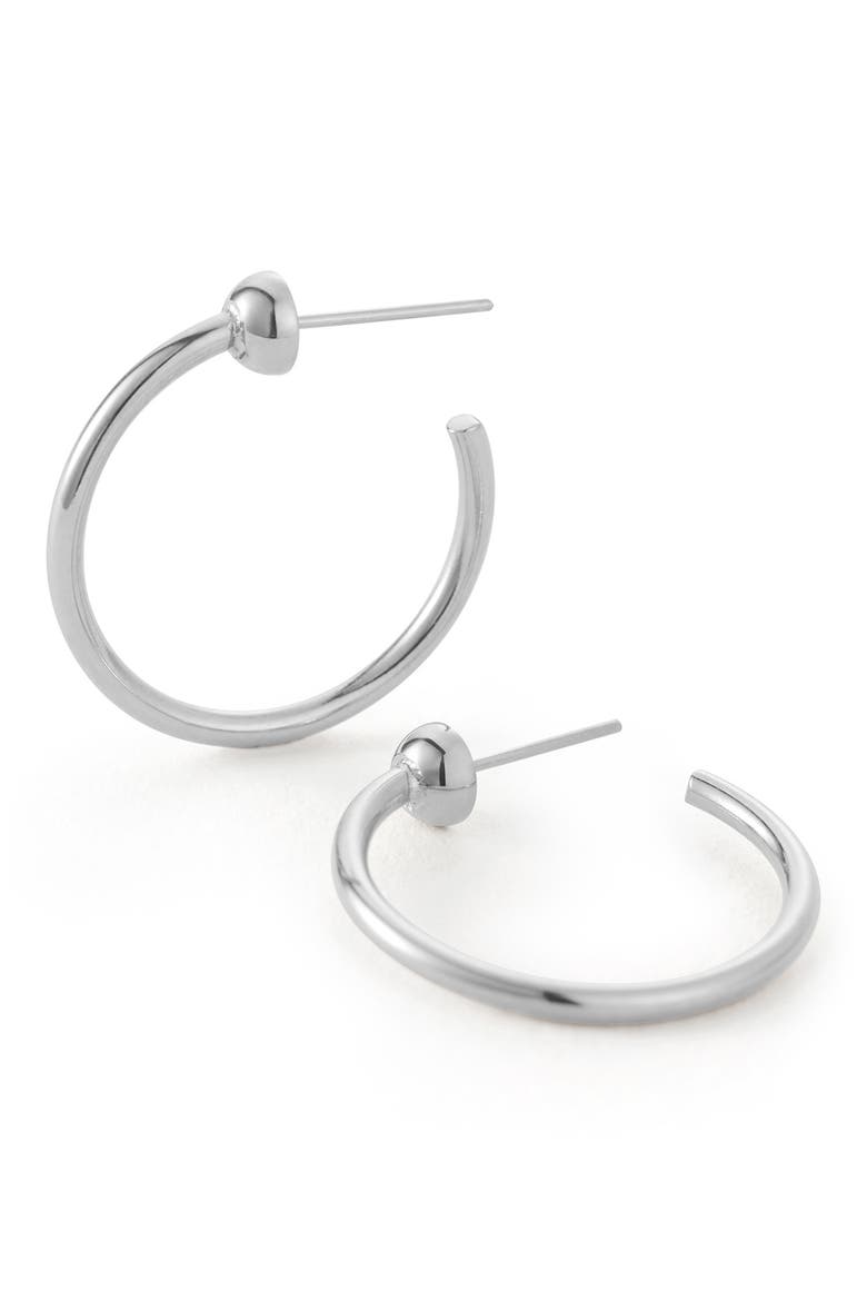 Mini Icon Hoop Earrings, Main, color, PLATINUM