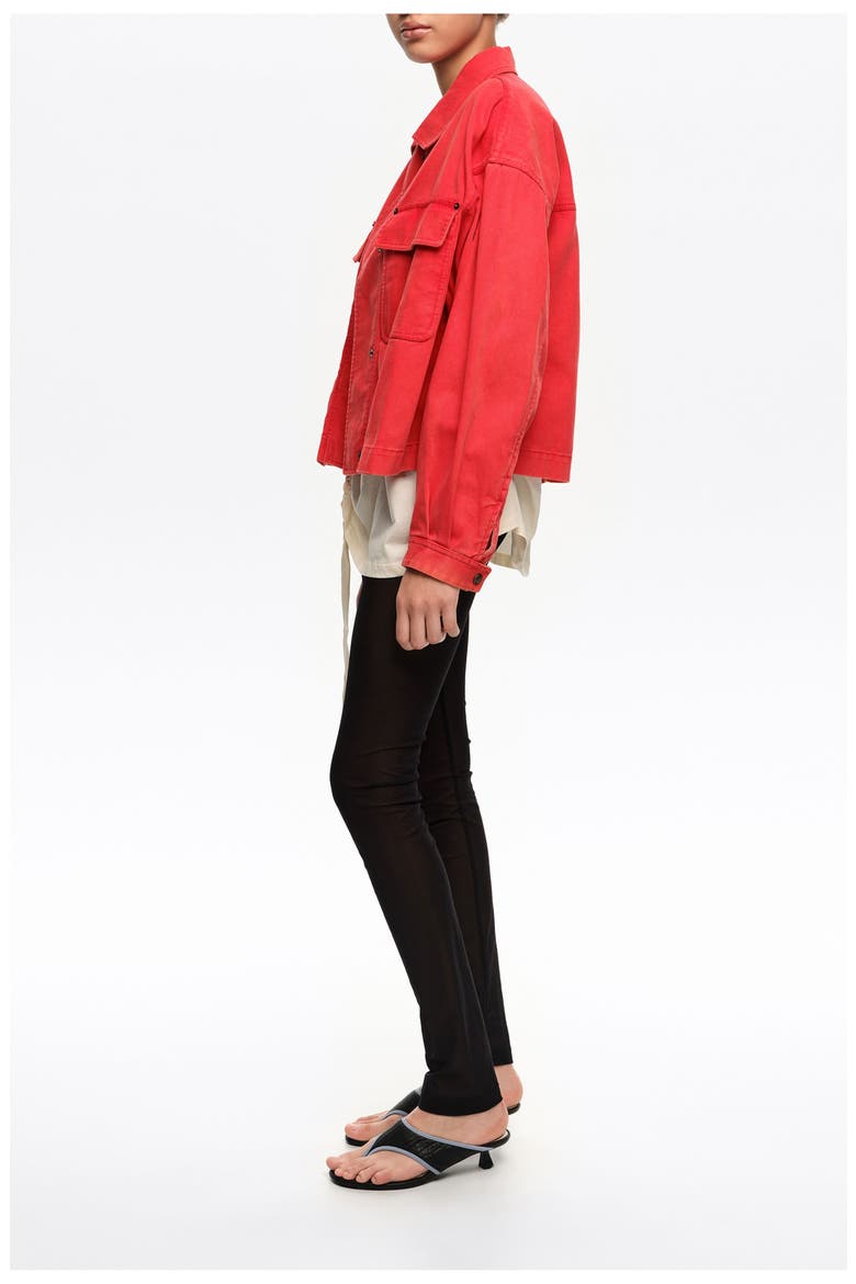 Short Faded Cotton Jacket, Alternate, color, RED