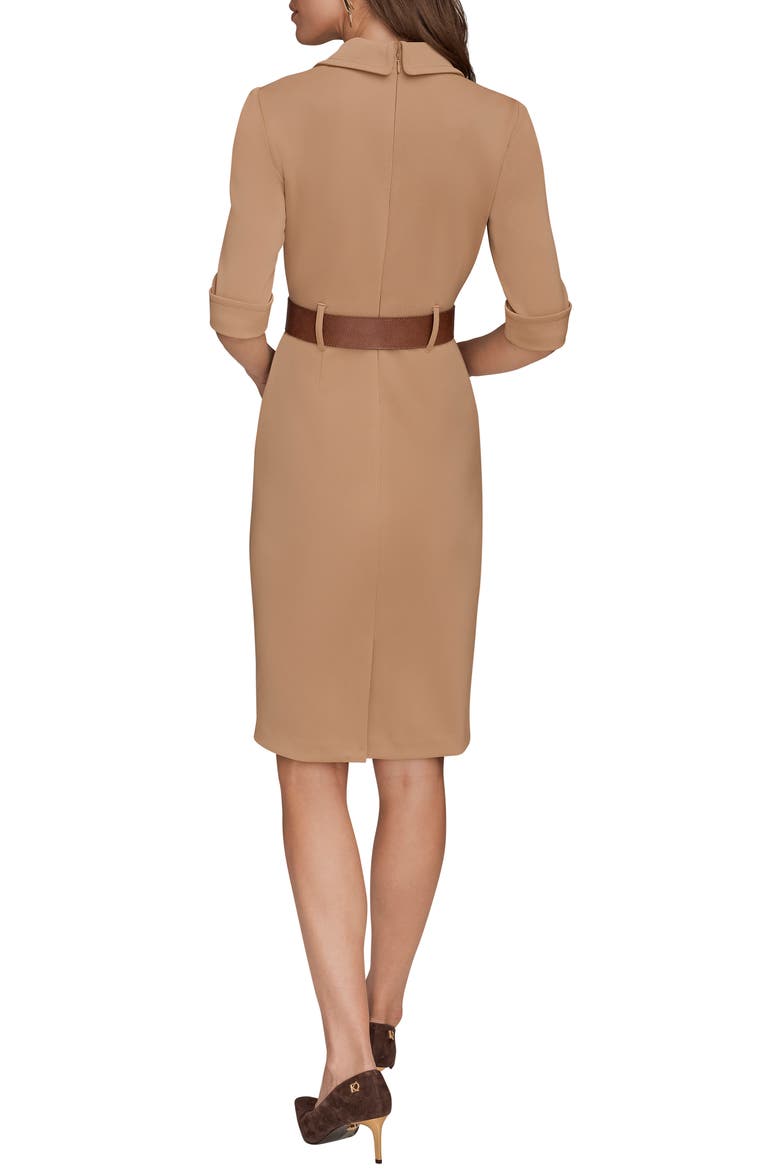 Belted Sheath Dress, Alternate, color, FAWN