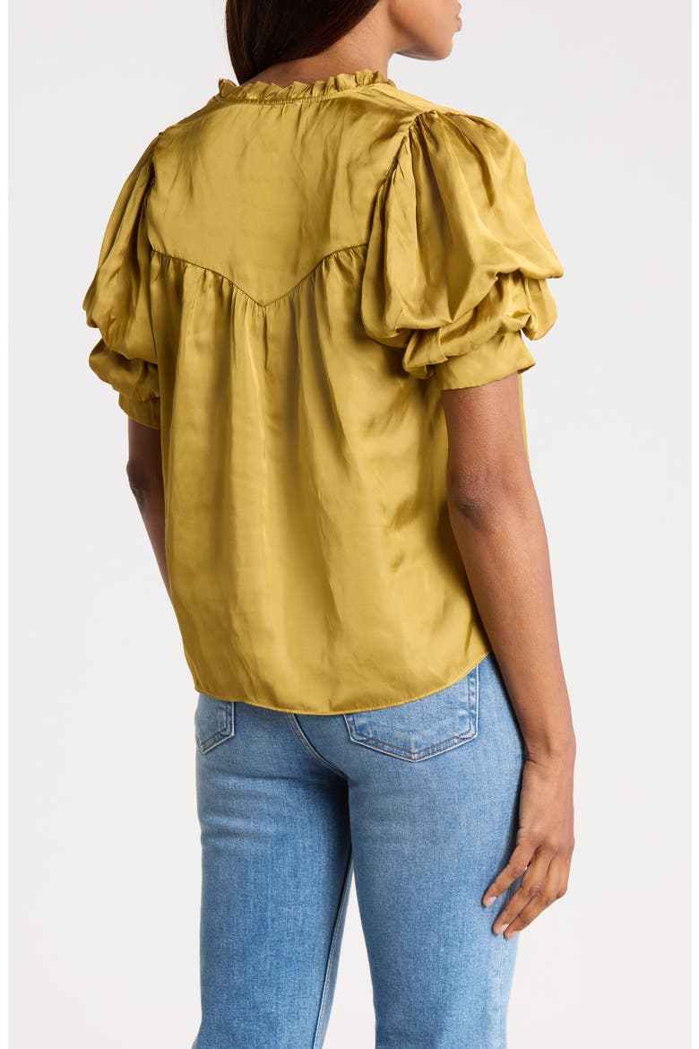 Ruffle V-Neck Blouse, Alternate, color, CITRINE