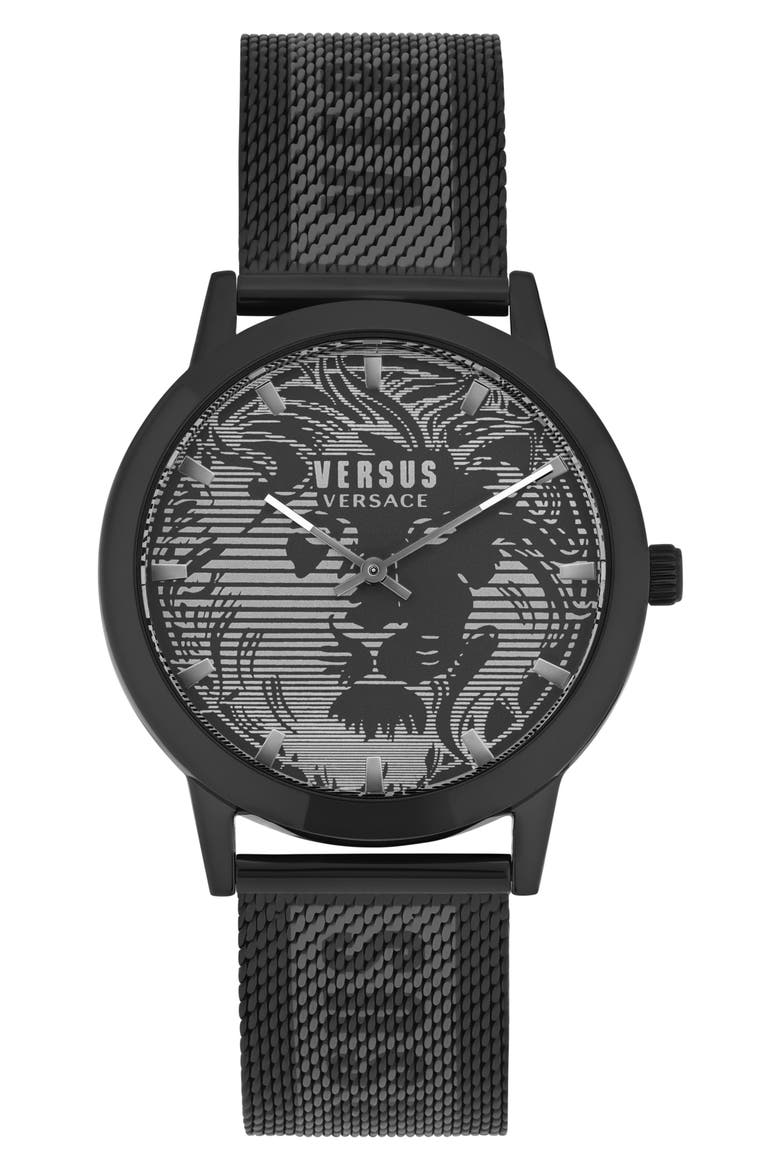 Barbes Domus Mesh Strap Watch, 40mm, Main, color, IP BLACK