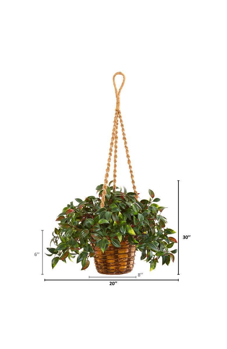 NEARLY NATURAL 30-in Mini Melon Artificial Plant in Hanging Basket UV Resistant, Alternate, color, Green