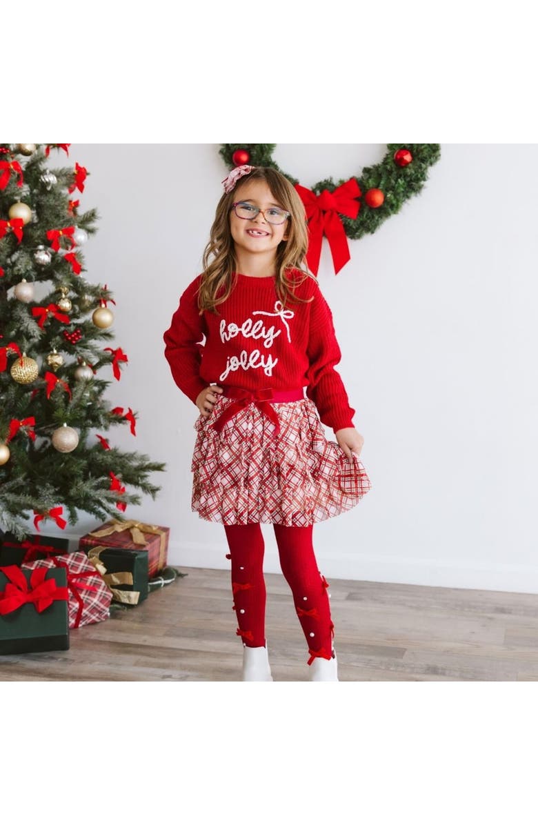 Sweet Wink Holly Jolly Christmas Knit Sweater, Alternate, color, Ruby Red