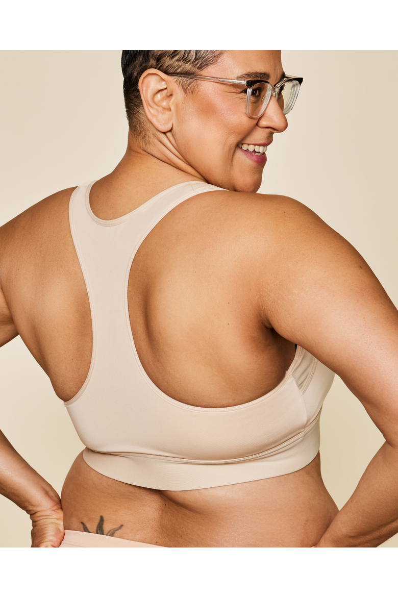 Hero Front Closure Sports Bra Mastectomy Friendly, Alternate, color, Buff