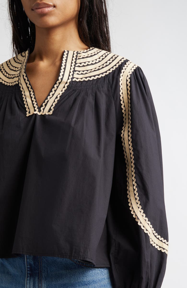 Ulla Johnson Laurenza Long Sleeve Top, Alternate, color, Noir