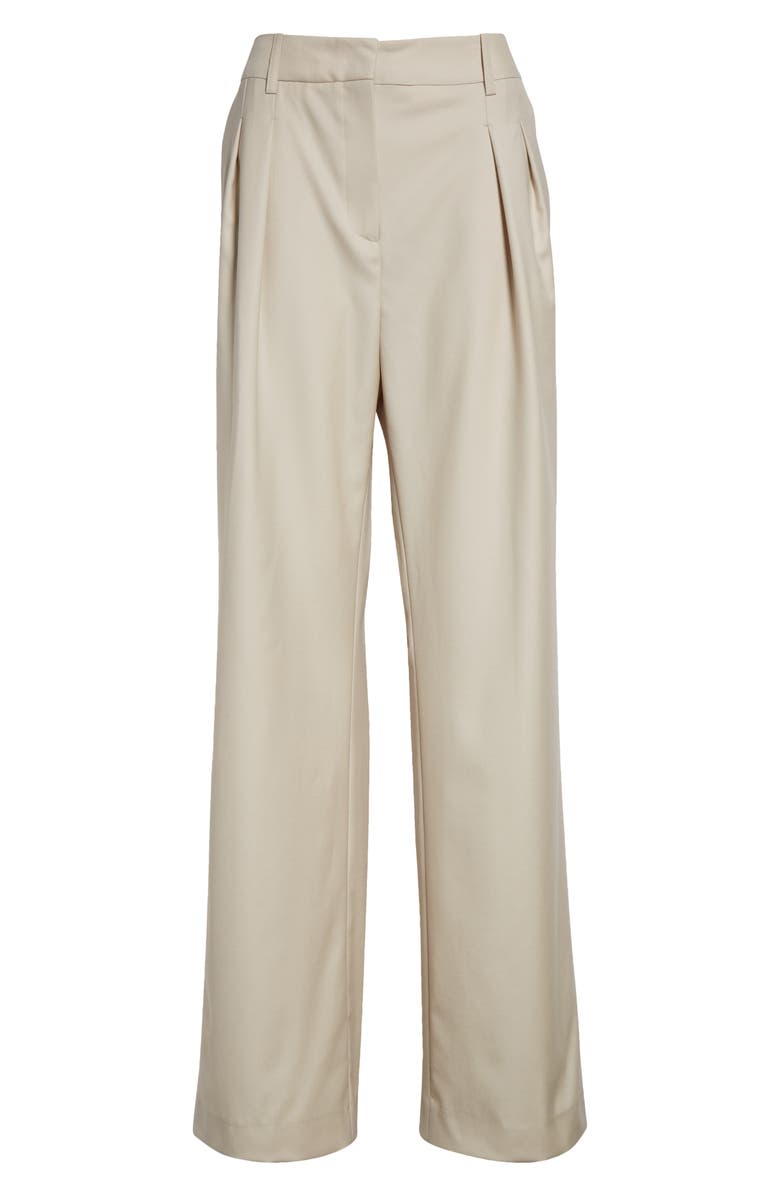 LOULOU DE SAISON Sbiru Pleated Virgin Wool Straight Leg Pants, Alternate, color, 