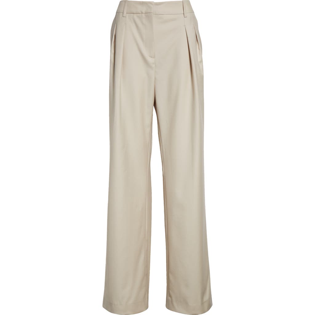 LOULOU DE SAISON LOULOU DE SAISON SBIRU PLEATED VIRGIN WOOL STRAIGHT LEG PANTS