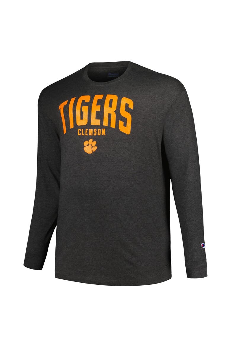 Men's Champion Charcoal Clemson Tigers Big & Tall Arch Long Sleeve T-Shirt, Alternate, color, Charcoal
