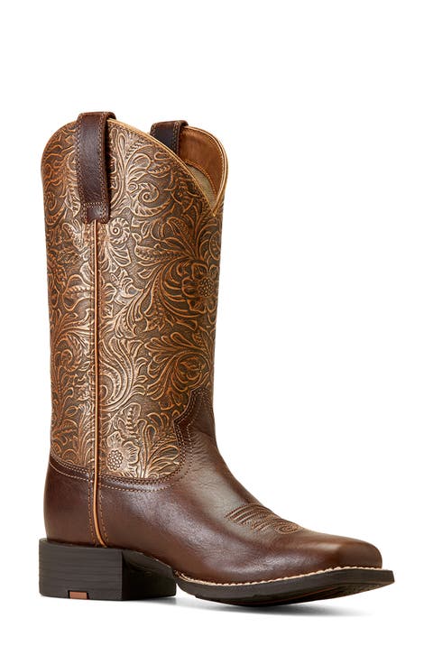Round Up Wide Square Toe Western Boot (Women)