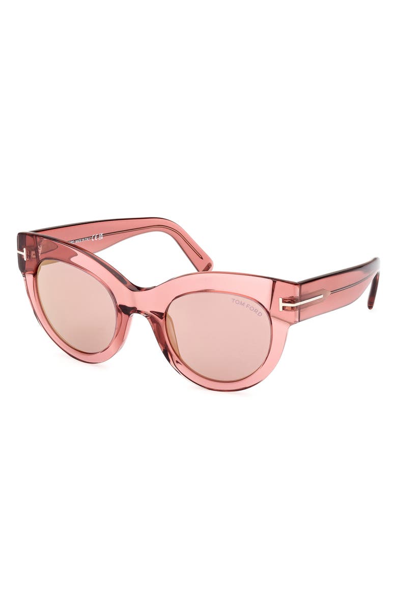 TOM FORD Lucilla 51mm Gradient Cat Eye Sunglasses, Alternate, color, Shiny Rose / Pink Gold