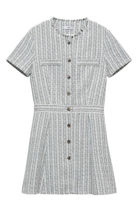 Button Tweed Minidress