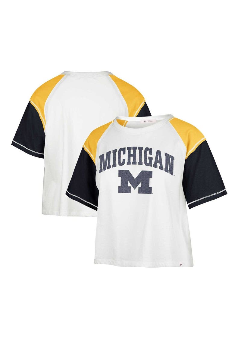 '47 Women's '47 White Michigan Wolverines Serenity Gia Cropped T-Shirt, Main, color, White