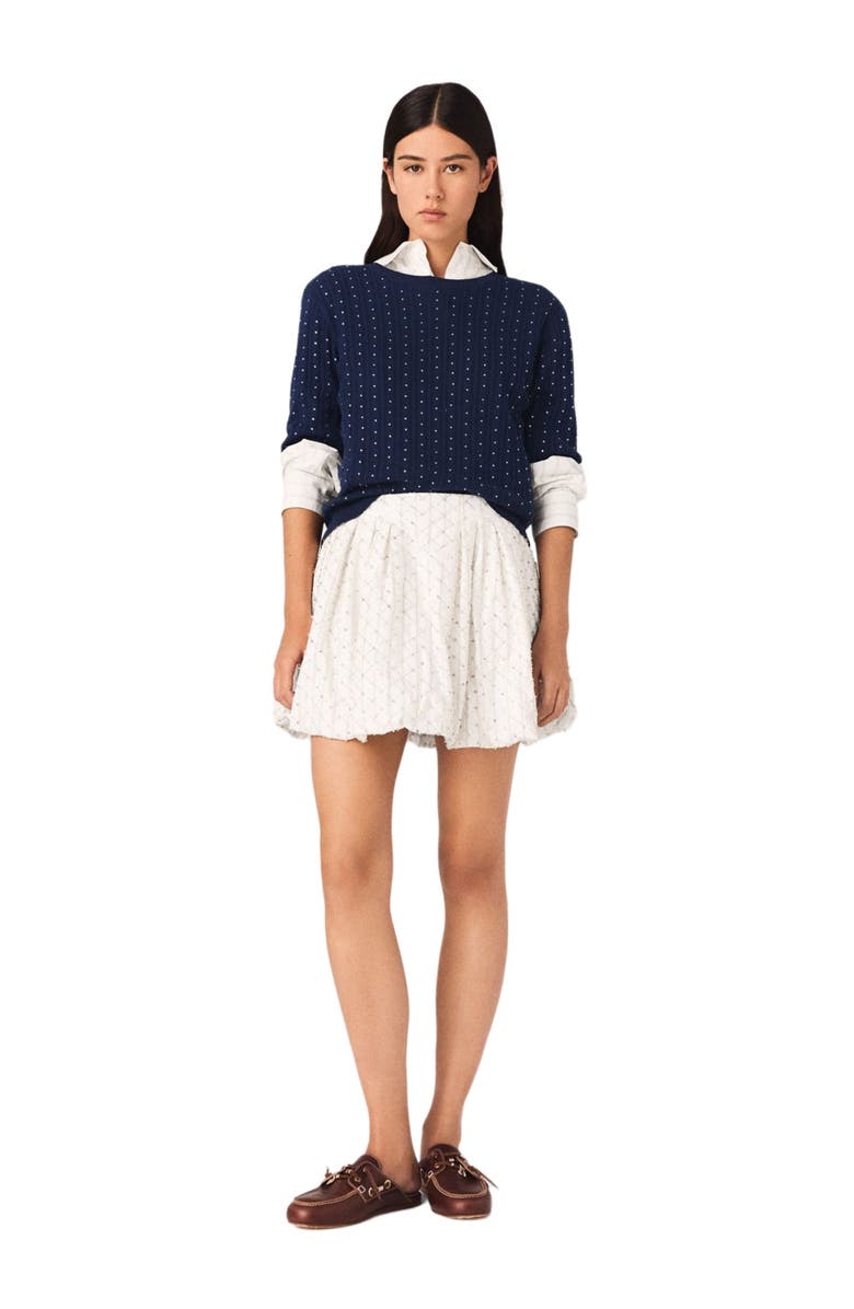 maje Beaded bubble skirt, Main, color, White