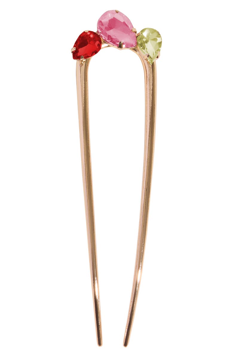 Kitsch Rhinestone French Hair Pin, Main, color, Gold
