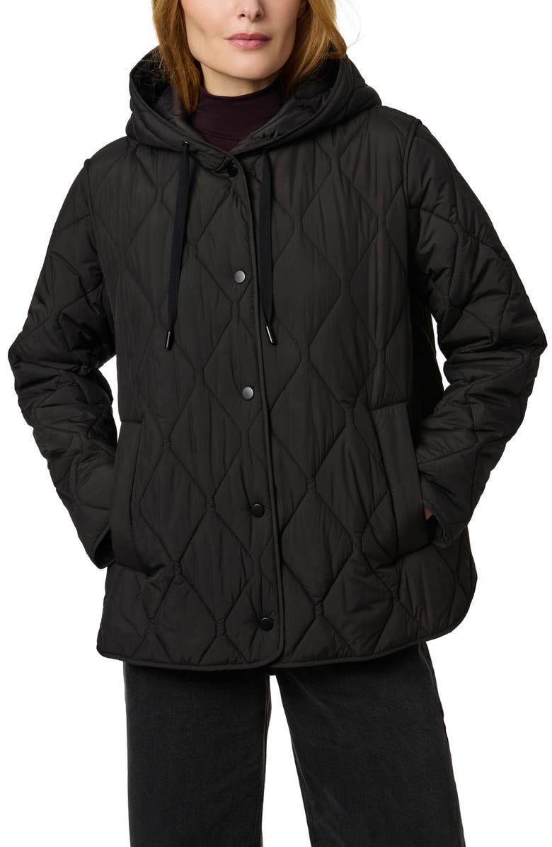 Bernardo Ashbury Diamond Quilted Hooded Liner Jacket, Alternate, color, Black