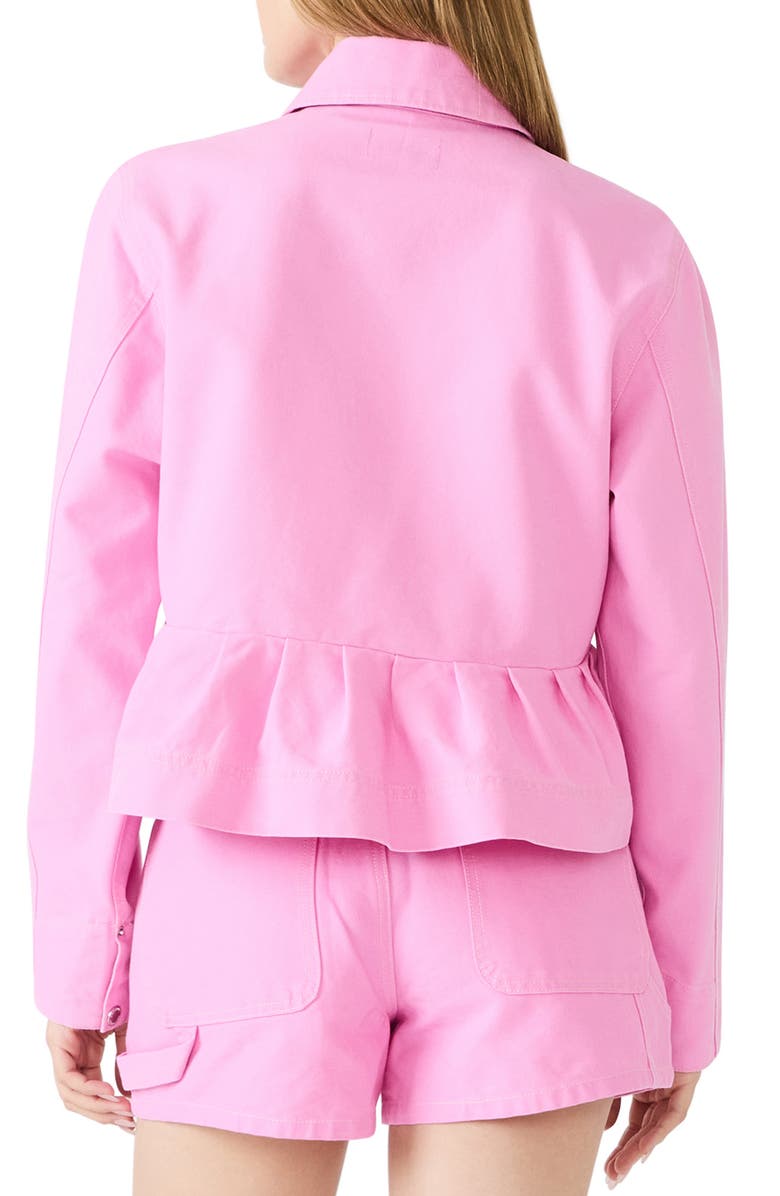 Steve Madden Sloan Cotton Peplum Jacket, Alternate, color, Pink Taffy