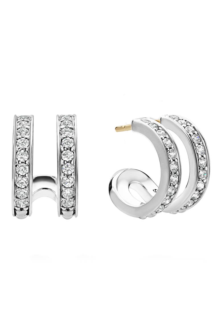 Caviar Spark Linear Diamond Double Row Hoop Earrings video