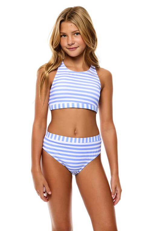 Beach Lingo Kids' Stripe Two-piece Swimsuit In Brown