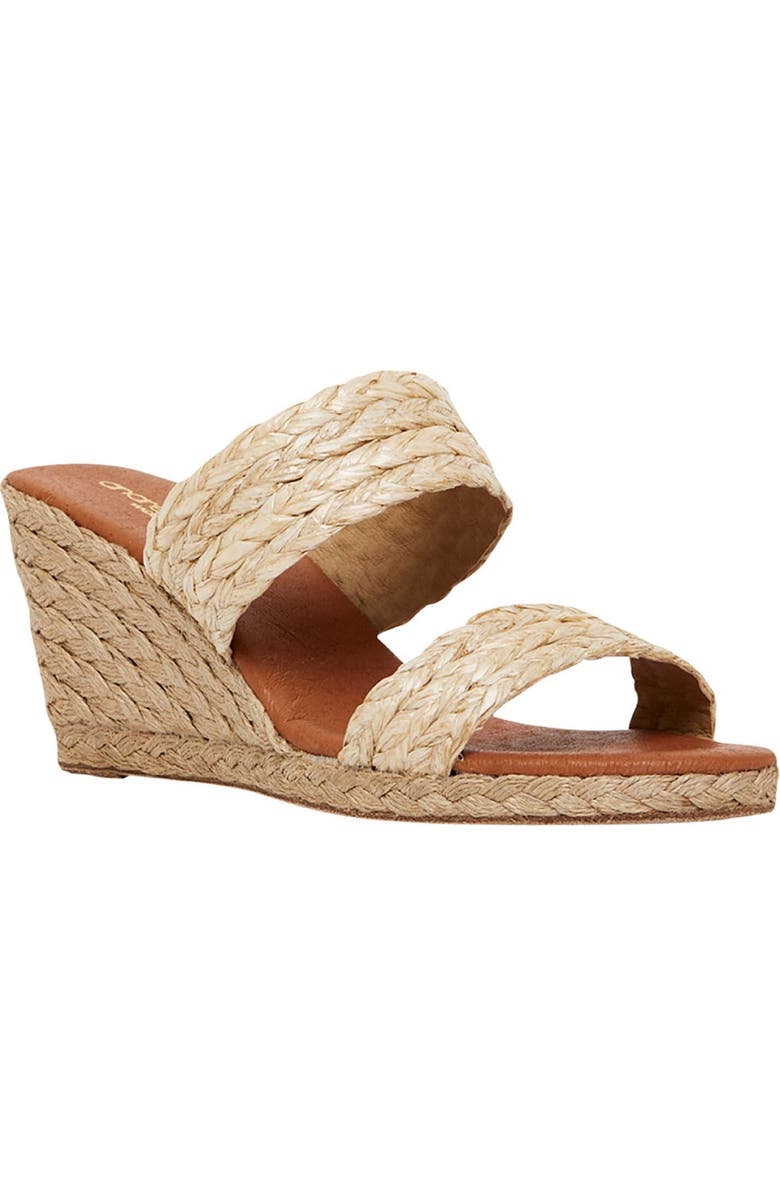 André Assous Nolita Wedge Slide Sandal, Main, color, Beige Fabric