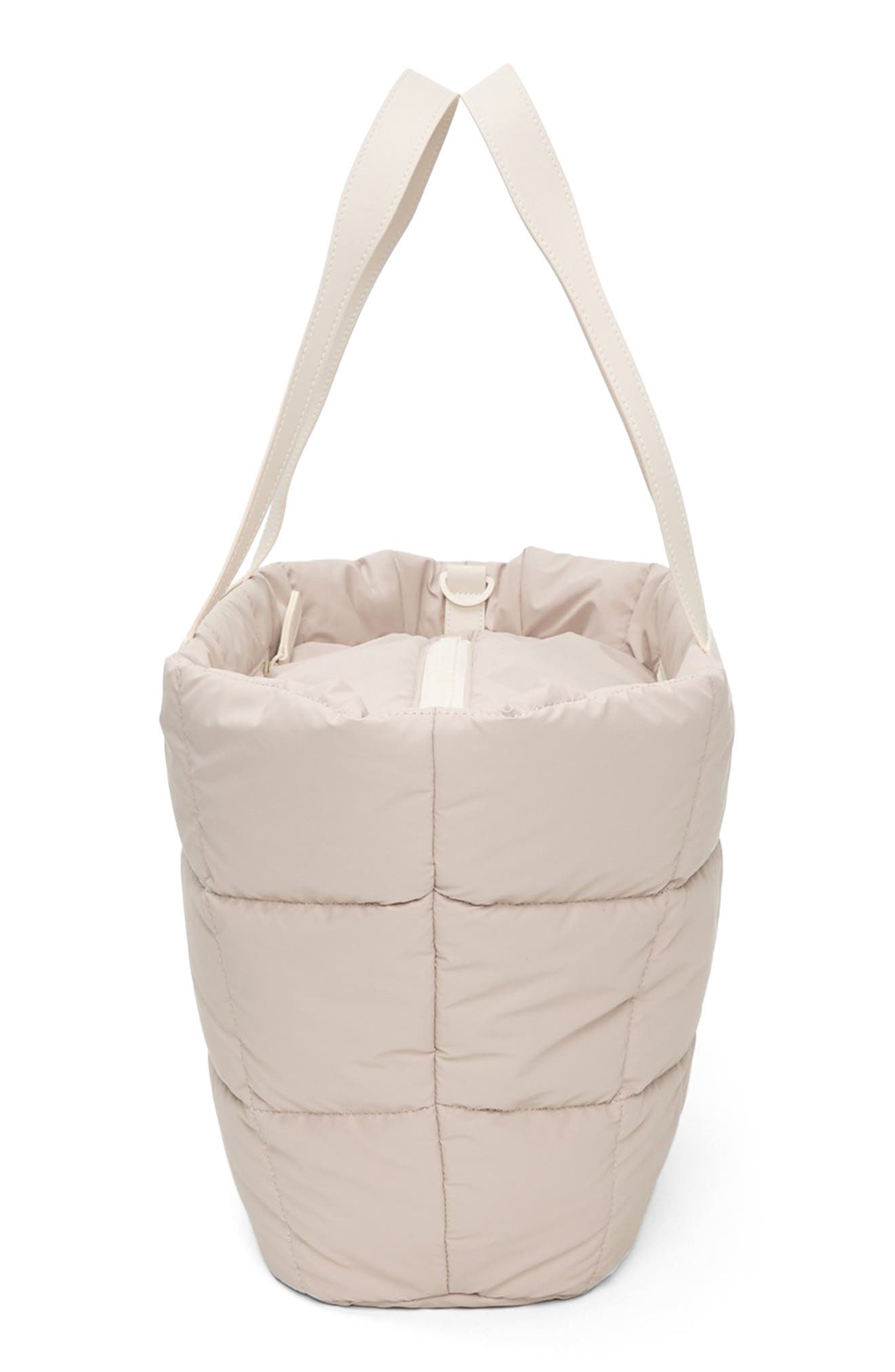 VeeCollective Medium Porter Quilted Recycled Nylon Tote, Alternate, color, Soft Taupe