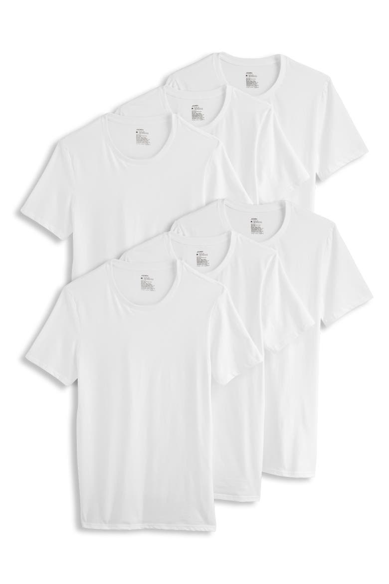 Mens Cotton Stretch Crew Neck Undershirt - 6 Pack, Main, color, Diamond White