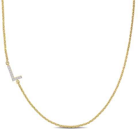 Diamond Initial Necklace 14k Yellow Gold