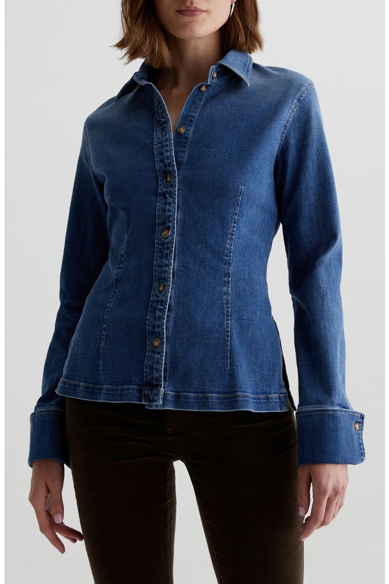 Cheryl Denim Button-Up Shirt, Main, color, LIBERTINE