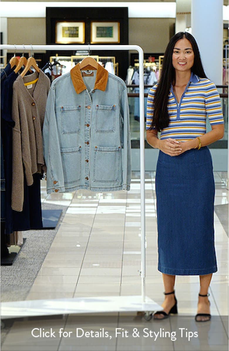 Corduroy Collar Denim Shacket, sales video thumbnail