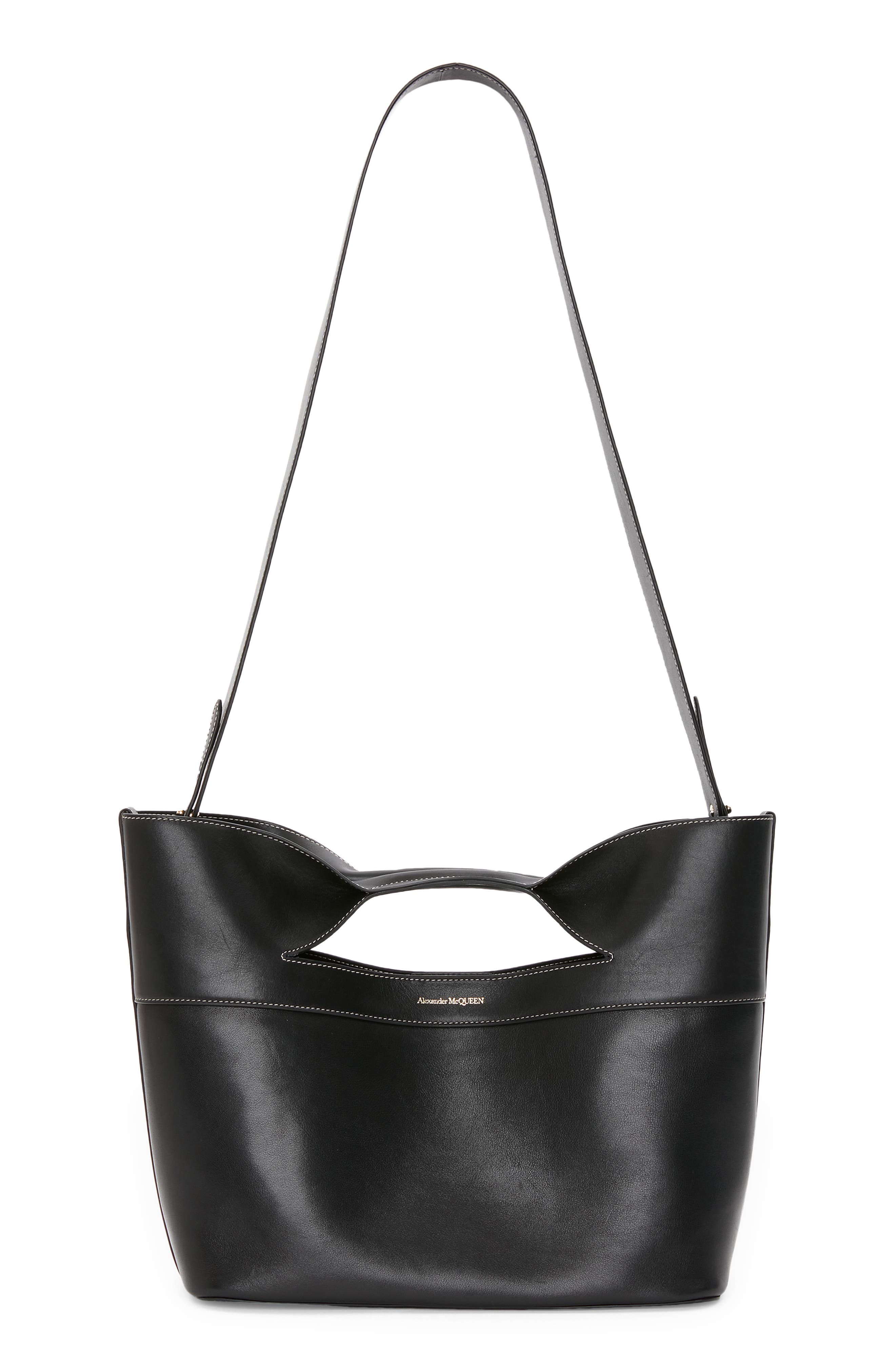 McQueen The Small Bow Leather Bag, Alternate, color, 
