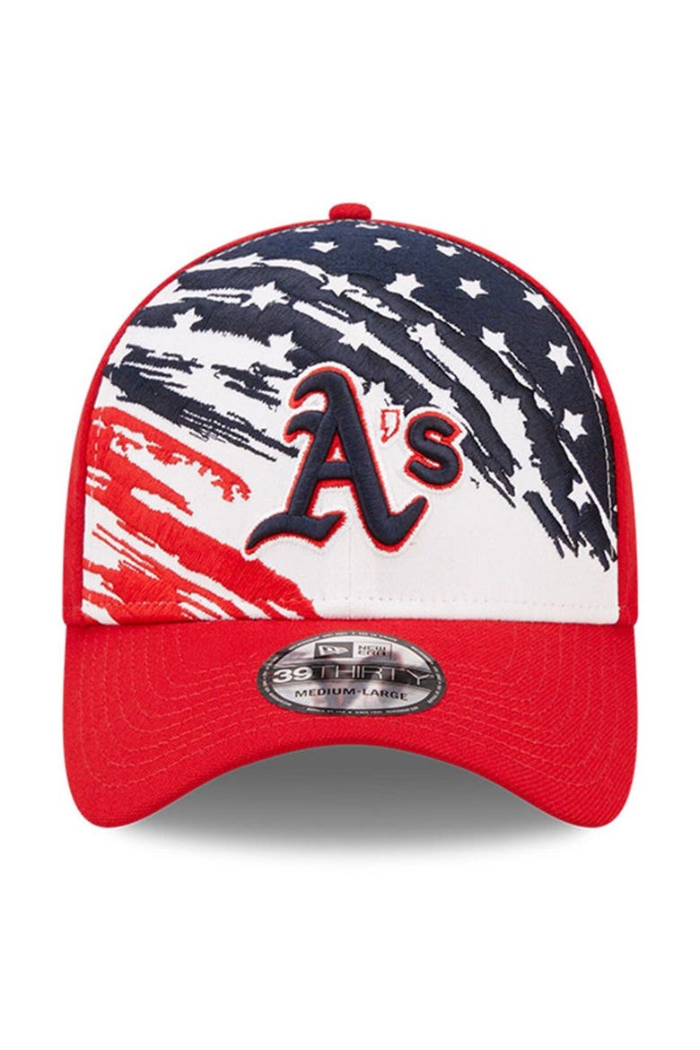 Men's New Era Red Oakland Athletics 2022 4th of July 39THIRTY Flex Hat, Alternate, color, Red