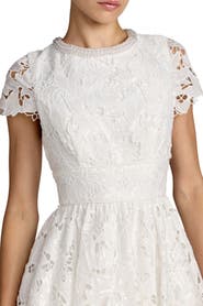 Mac Duggal Women's Lace Embellished Cap Sleeves A Line Midi Dress