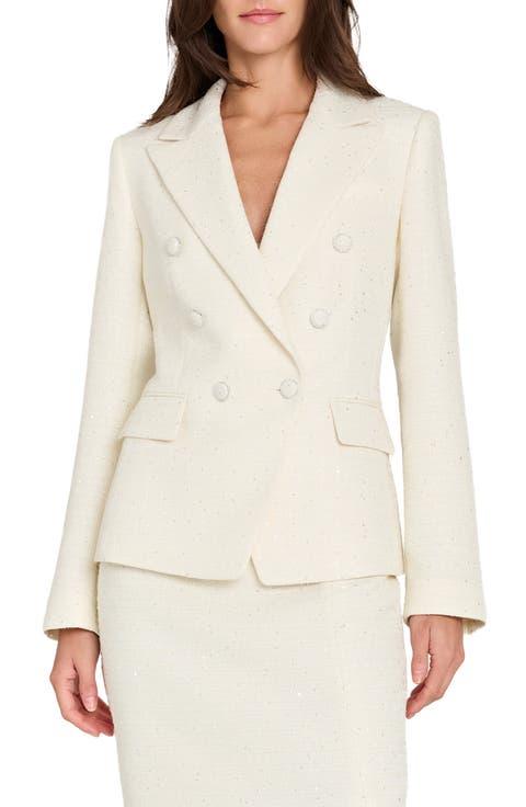 Crystal Double Breasted Bouclé Blazer