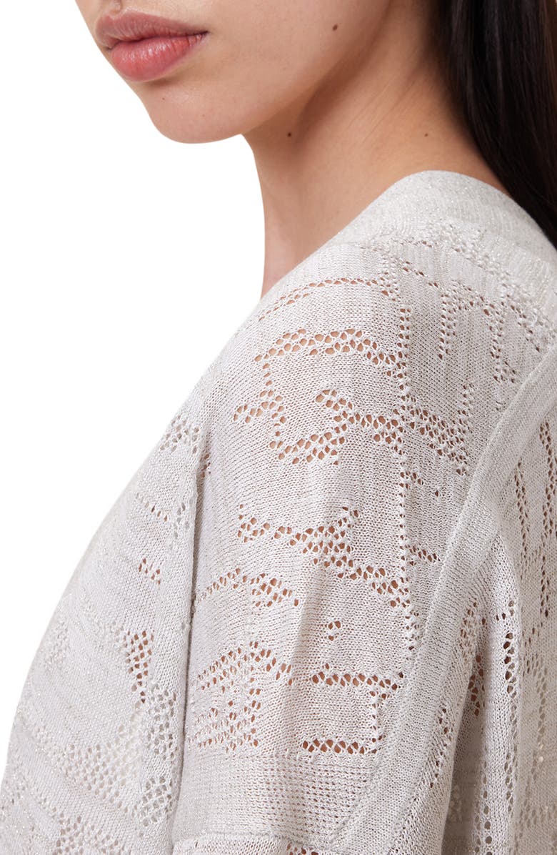 AllSaints Kaito Open Stitch Sheer Mesh Open Front Longline Cardigan, Alternate, color, 