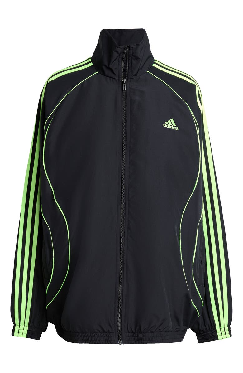 adidas Teamgeist Oversize Recycled Polyester Track Jacket, Alternate, color, Black/ Signal Green