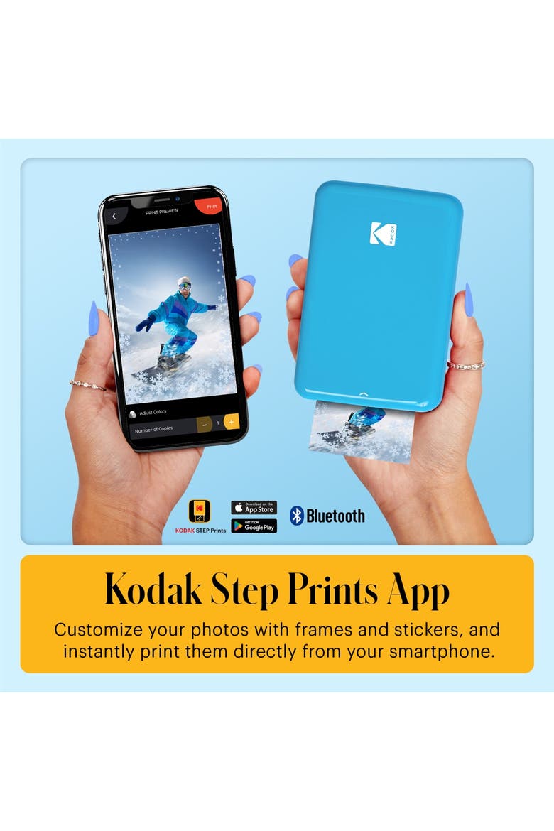 Step Mobile Instant Photo Printer 2x3, Compatible with iOS, Android & Bluetooth, Alternate, color, Blue